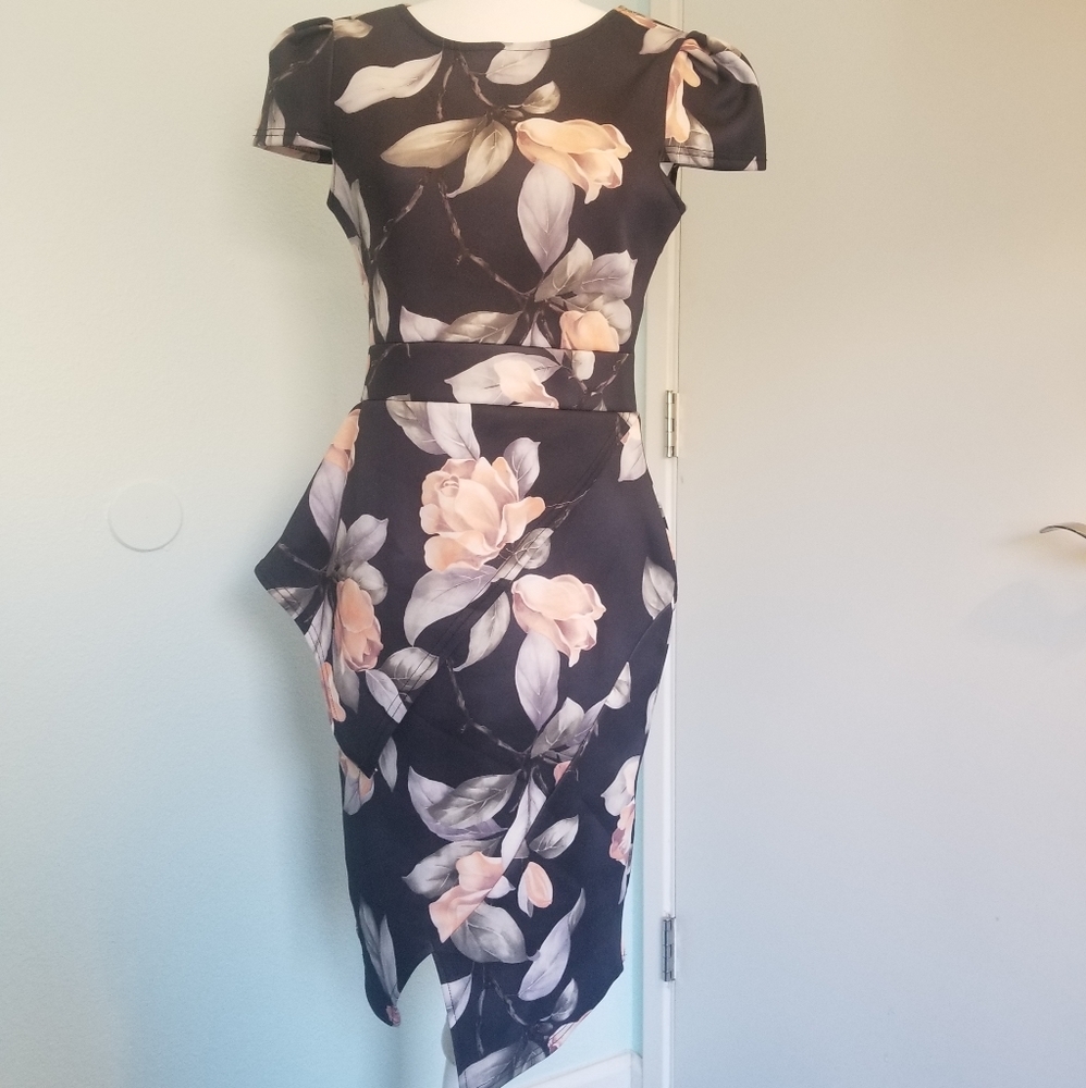 BooHoo Black Peplum Bodycon Dress